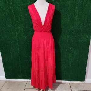 Chic Sleeveless Red Maxi Dress